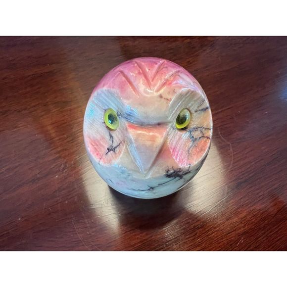 Vintage Stone Carved Owl Figurine Paperweight Hand Carved - Picture 2 of 4